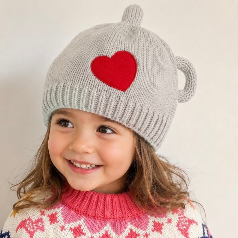 HANNA ANDERSSON | Wizard of Oz Tin Man Knit Hat Gray Red‎ Heart | Kids Small